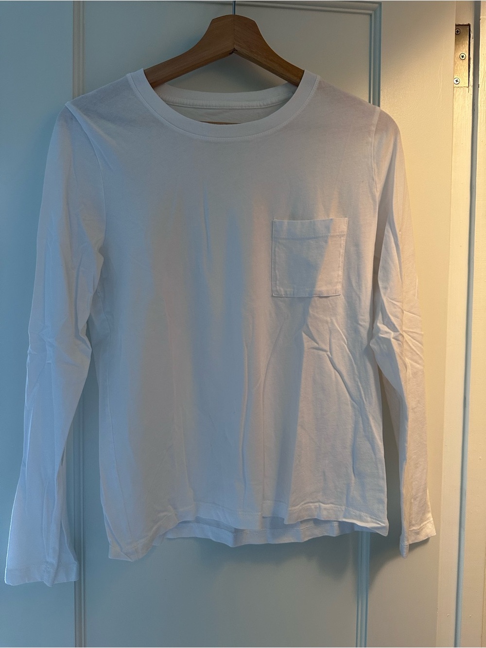 J. Crew White Long-Sleeve Pocket Tee